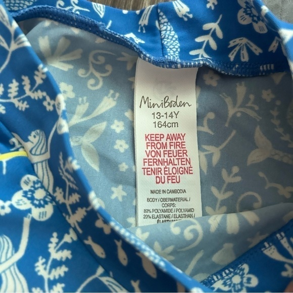 Mini Boden Blue Mermaid Swim Rashguard Girl’s Sz 13-14 Yrs - Picture 6 of 6
